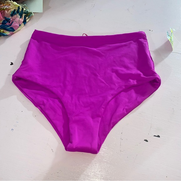 NEW L*Space Bikini Bottoms High Rise High Coverage Hot Pink XS Seamless Swimsuit - Picture 1 of 7